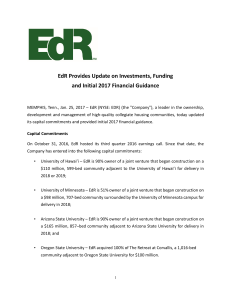 EdR Provides Update on Investments, Funding and