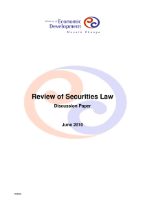 Review of Securities Law - Ministry of Business, Innovation and