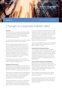 Changes to corporate interest relief