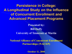 Persistence in College: A Longitudinal Study on the Influence of