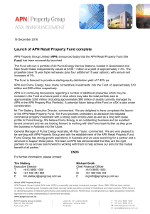 Launch of APN Retail Property Fund complete