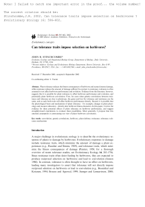 Can tolerance traits impose selection on herbivores?