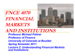 of Financial Markets - University of Colorado Boulder