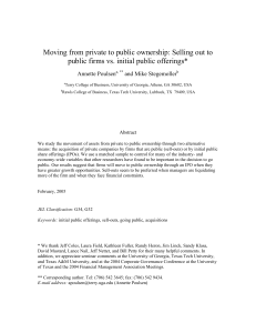 Moving from private to public ownership: Selling out to