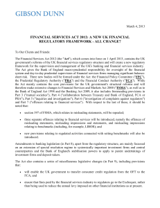 Financial Services Act 2012: A New UK Financial Regulatory