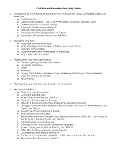 Civil War and Reconstruction Study Guide Emergence of Two