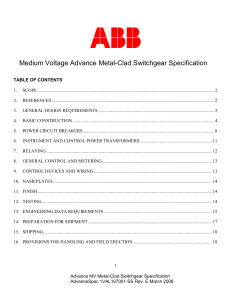 Medium Voltage Metal-Clad Switchgear Specification