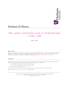 Durham E-Theses War, politics and landed society in