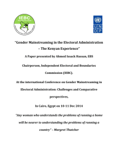 “Gender Mainstreaming in the Electoral Administration – The