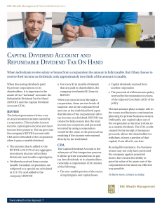 capital dividend account and refundable dividend tax on hand