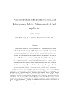 Nash equilibrium, rational expectations, and heterogeneous beliefs