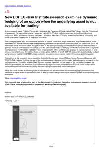 New EDHEC-Risk Institute research examines dynamic hedging of