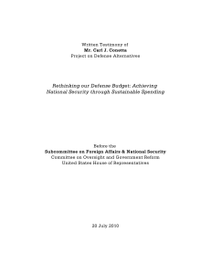 Rethinking our Defense Budget: Achieving National Security