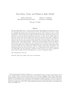 Firm Entry, Trade, and Welfare in Zipf`s World