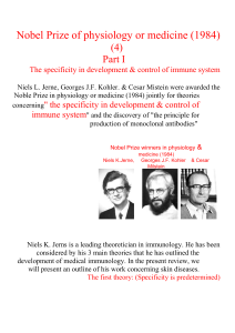 Nobel Prize of physiology or medicine (1984) (4) Part I The