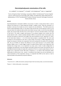 Electrohydrodynamic atomization of fat milk.