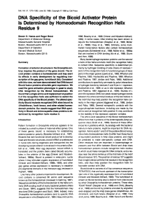 DNA Specificity of the Bicoid Activator Protein Is Determined by