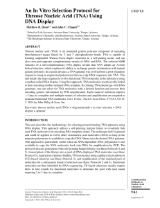 "An In Vitro Selection Protocol for Threose Nucleic Acid (TNA) Using