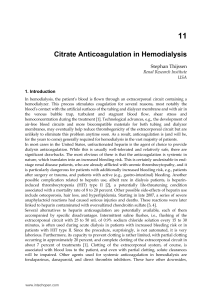 Citrate Anticoagulation in Hemodialysis