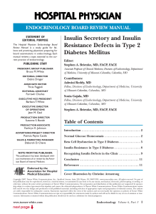 Insulin Secretory and Insulin Resistance Defects in Type 2 Diabetes