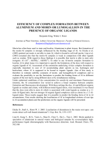 efficiency of complex formation between aluminium and morin or