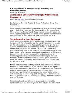 Increased Efficiency through Waste Heat