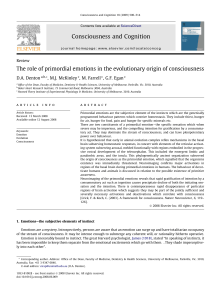 The role of primordial emotions in the evolutionary origin