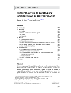 Transformation of Clostridium Thermocellum by Electroporation