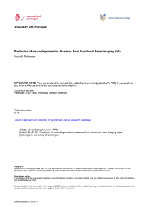 University of Groningen Prediction of neurodegenerative diseases