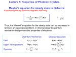 Properties of Photonic Crystals Master`s equation for