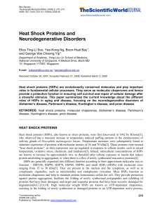 Heat Shock Proteins and Neurodegenerative Disorders
