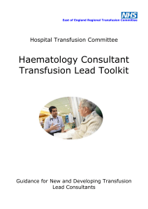 Haematology Consultant Transfusion Lead Toolkit