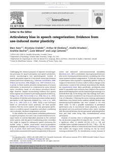 Articulatory bias in speech categorization: Evidence from use