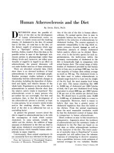 Human Atherosclerosis and the Diet
