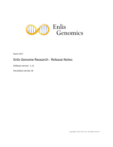 Enlis Genome Research - Release Notes