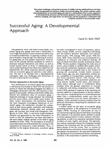 Successful Aging: A Developmental Approach