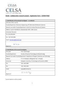 CELSA - Collaborative research project - Application form