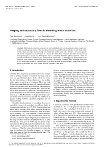 Heaping and secondary flows in sheared granular materials