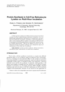 Protein Synthesis in Cell-Free Reticulocyte Lysates on Multi