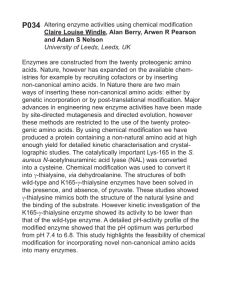 Altering enzyme activities using chemical modification Claire Louise