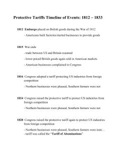 Protective Tariffs Timeline of Events: 1812