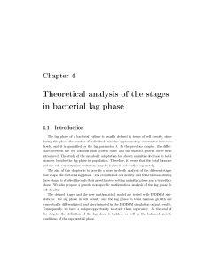 Theoretical analysis of the stages in bacterial lag phase