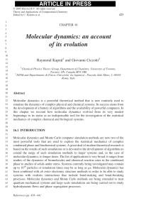 Molecular dynamics: an account of its evolution
