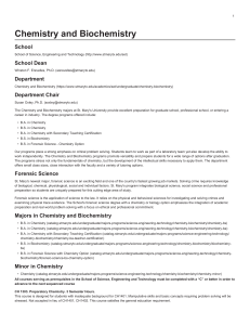 Chemistry and Biochemistry - St. Mary`s University Academic Catalog