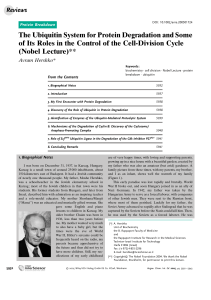 The Ubiquitin System for Protein Degradation and Some of Its Roles