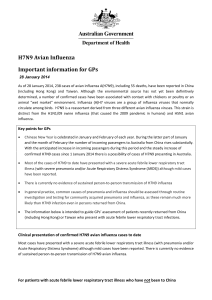 2014-01-28 H7N9 Avian Influenza virus