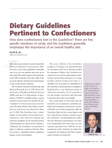 Dietary Guidelines Pertinent to Confectioners