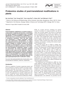 Proteomics studies of post-translational modifications in plants