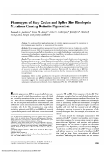 Phenotypes of stop codon and splice site rhodopsin