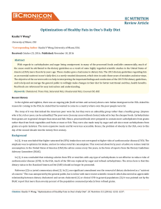 Optimization of Healthy Fats in One`s Daily Diet